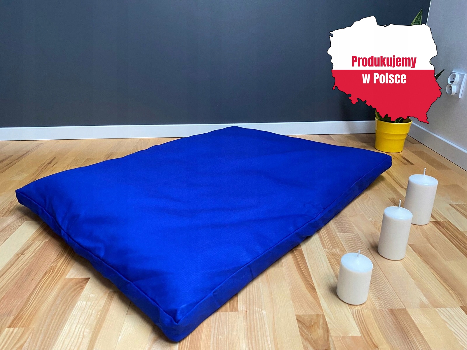 Polský výrobek Bavlněná Meditační podložka Zabuton 70x90 cm safírová
