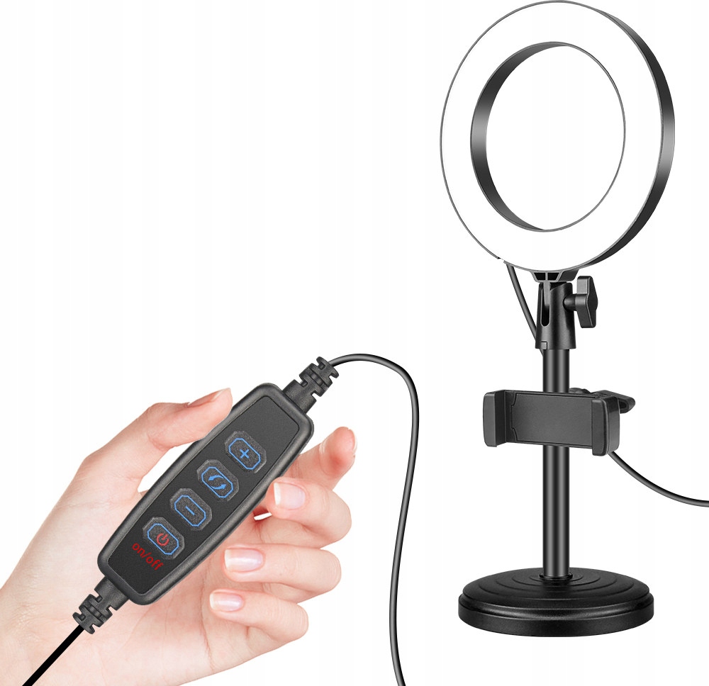 MOZOS LAMPA PIERŚCIENIOWA LED RING DO ZDJĘĆ FILMÓW Z UCHWYTEM NA TELEFON