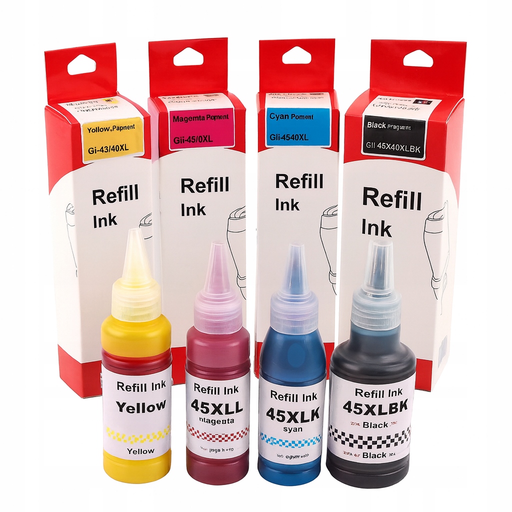 4x inkoust GI-45 GI-55Y GI45 GI55 Cmyk pro tiskárnu Canon Maxify GX1040 GX2040