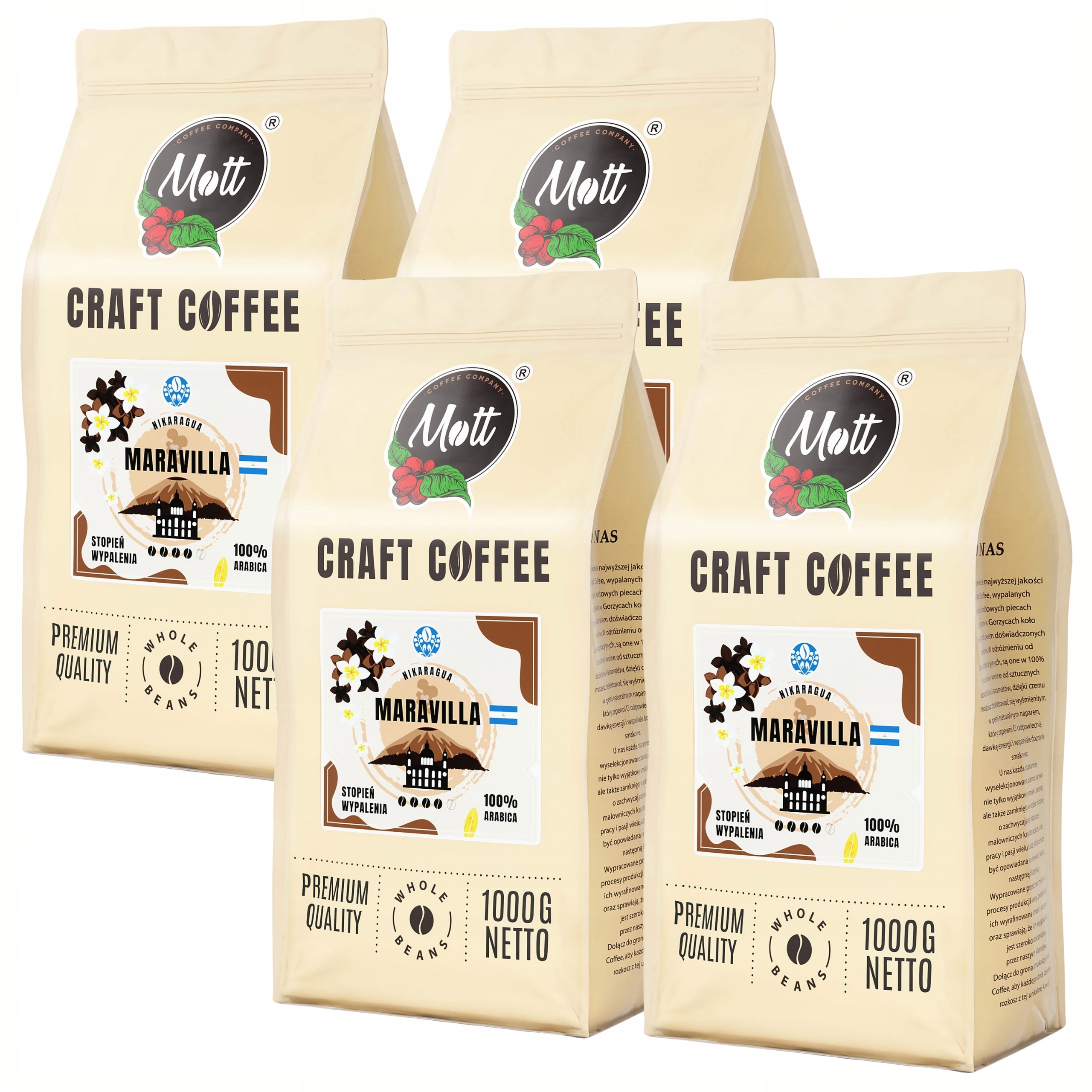 Set 4kg Káva zrnková Čerstvě pražená 100% Arabica Mott Maravilla