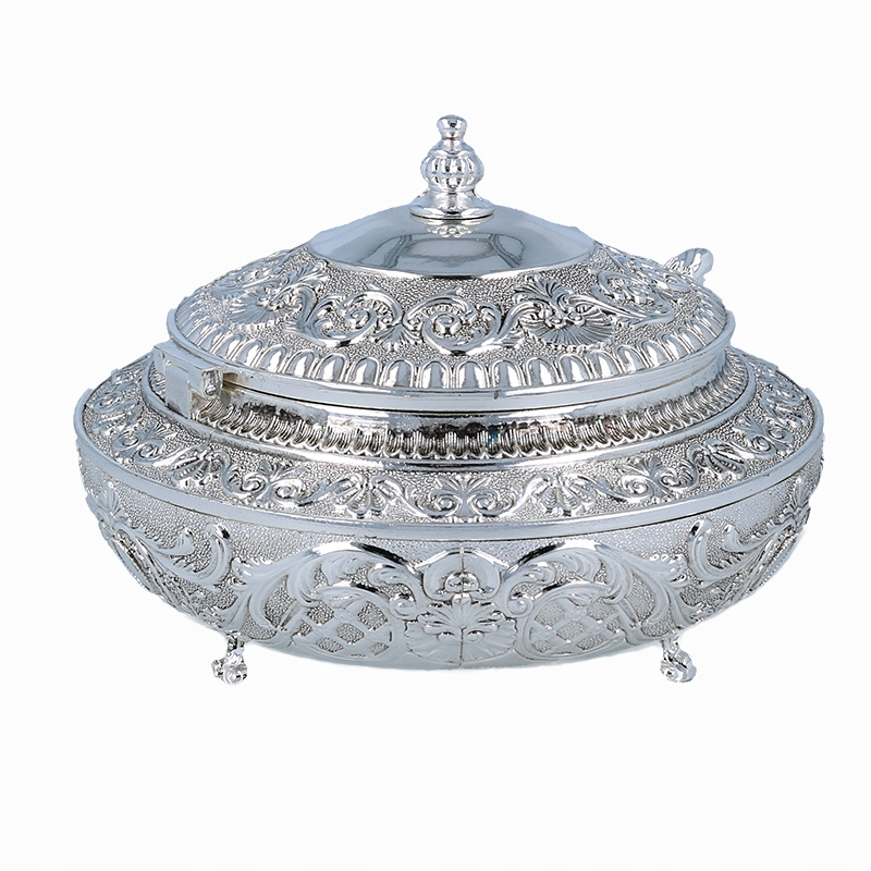 

Cukiernica z łyżeczką Srebrna metalowa