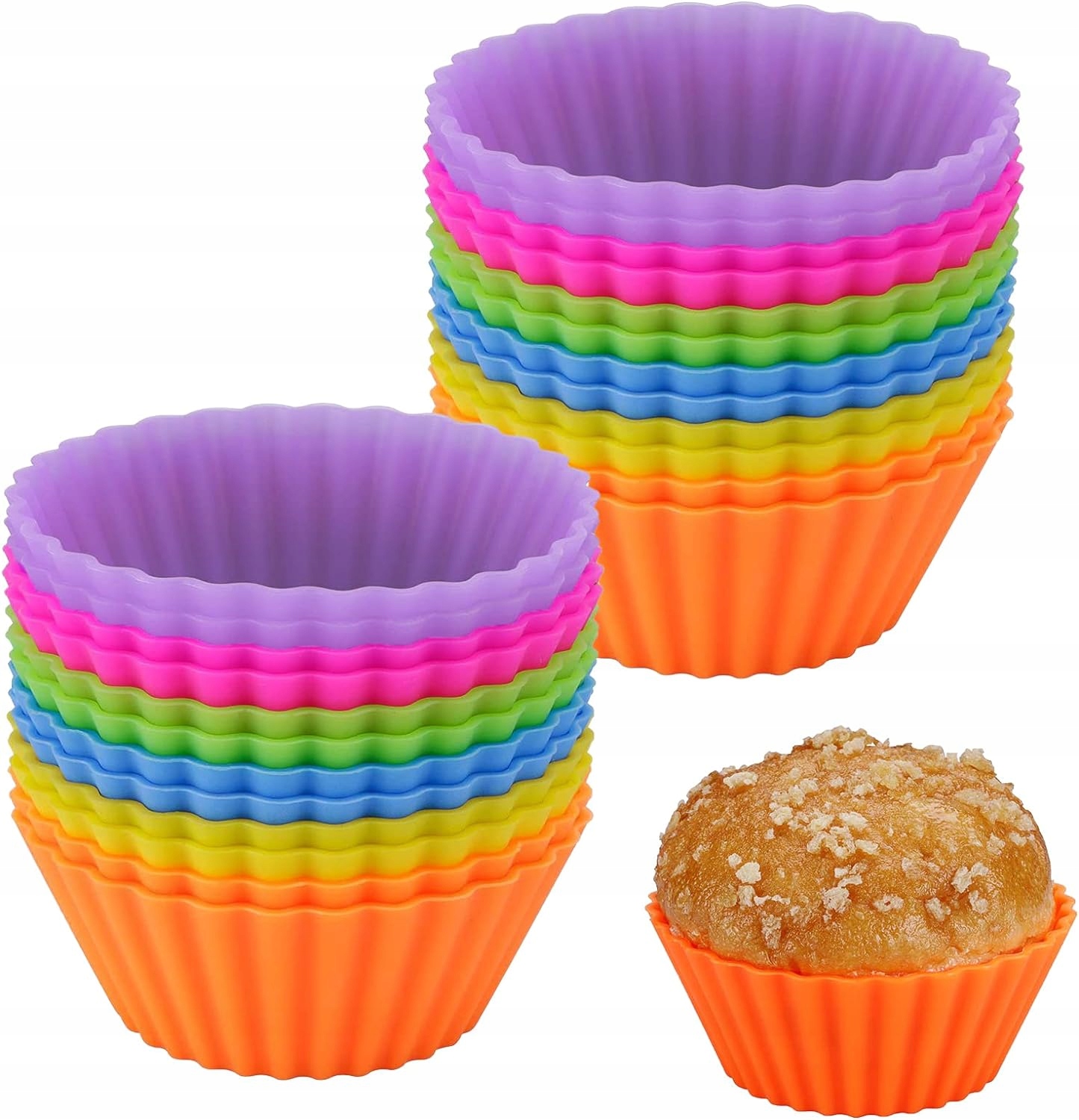 Levně 24x Silikonová Forma Na Muffinky 6 Barev Silikonové Formy Na Muffinky