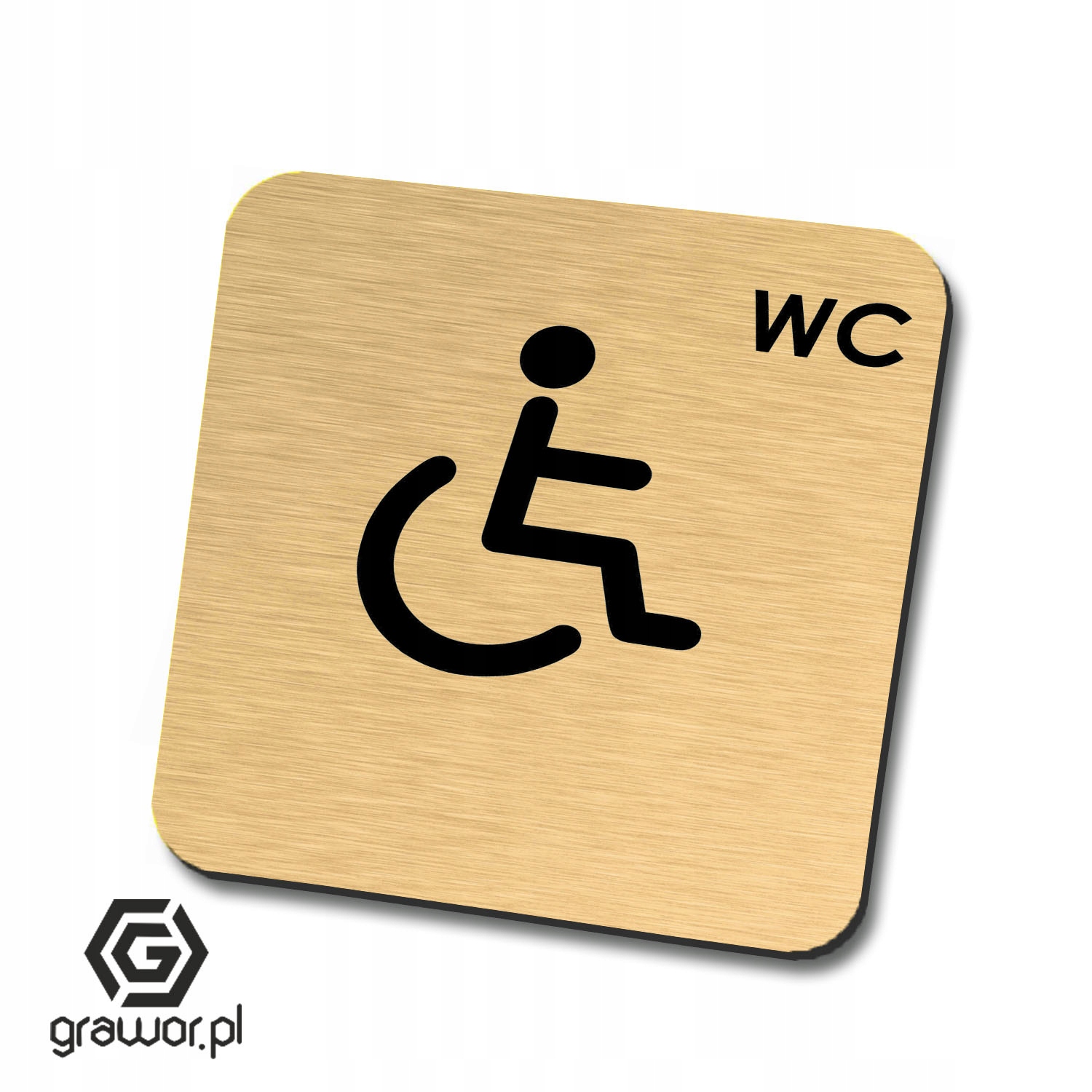 Złota tabliczka informacyjna wyjście 10x10 cm Wysokość produktu 10 cm