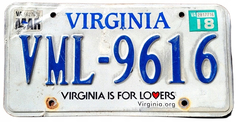 Virginia - tablica z USA dla kolekcjonera