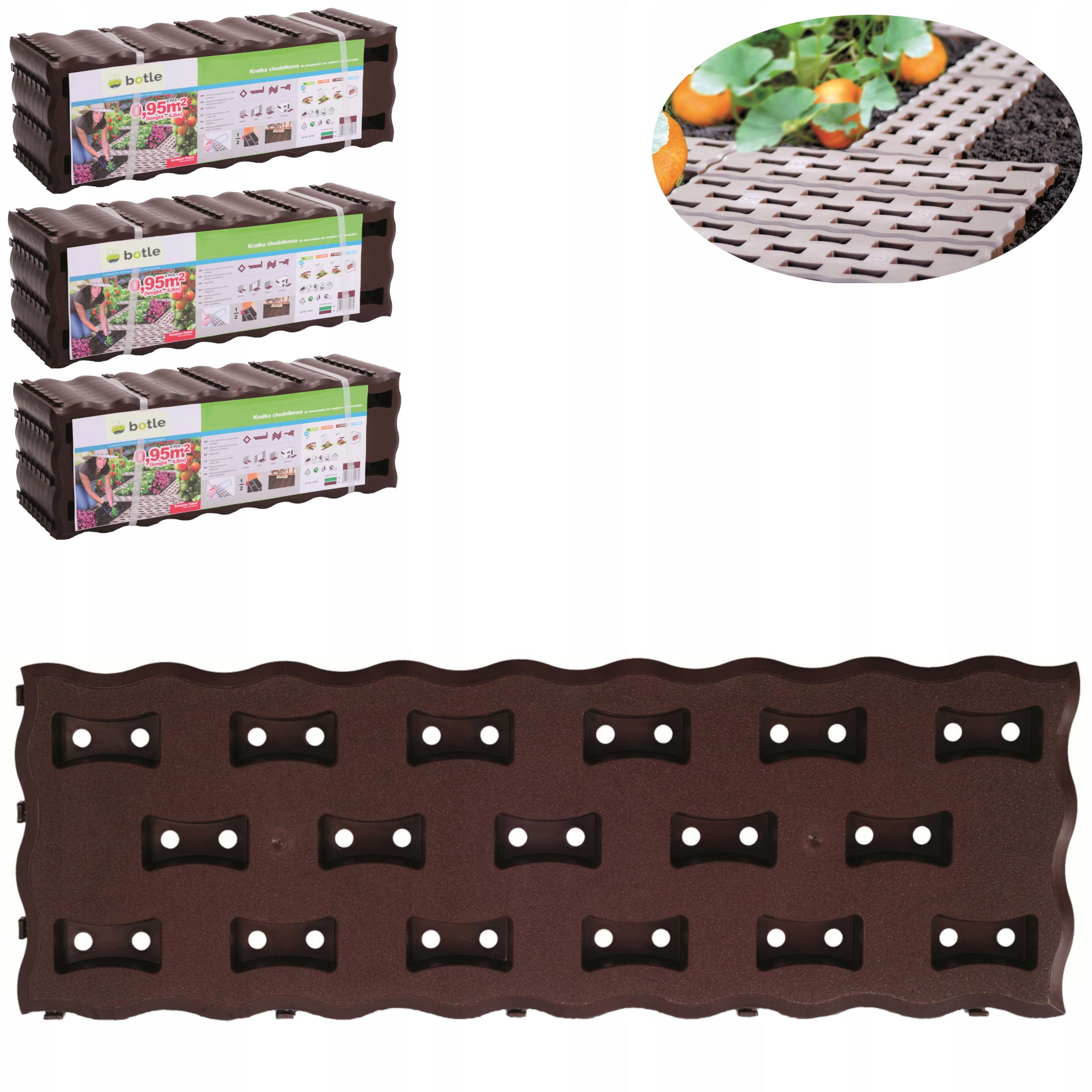 Mriežková doska chodníkový panel záhradná cesta 2,85 m2 hnedá 24ks