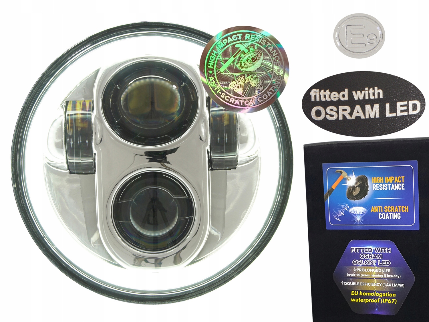 5,75-palcová Osram Led žiarovka 144 lm/W s dennými svetlami Drl, odolná voči poškriabaniu E pre Harley Indian
