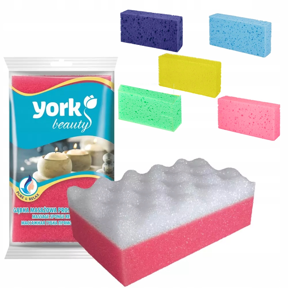 

York Gąbka Masażowa Prostokątna MIX Kolorów 5 Szt