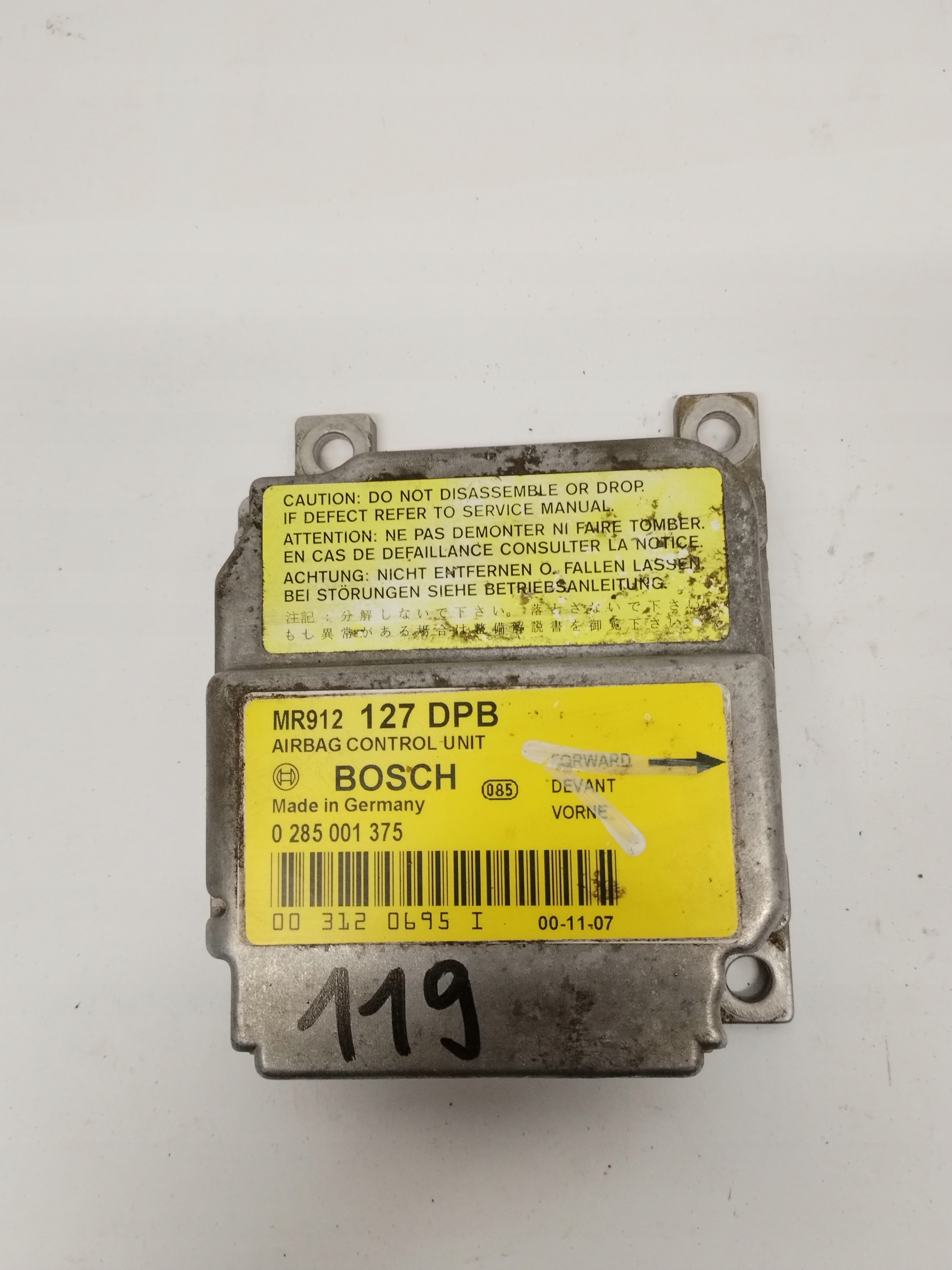 module control unit sensor airbag Mitsubishi Space Star MR912127DPB 0285001375