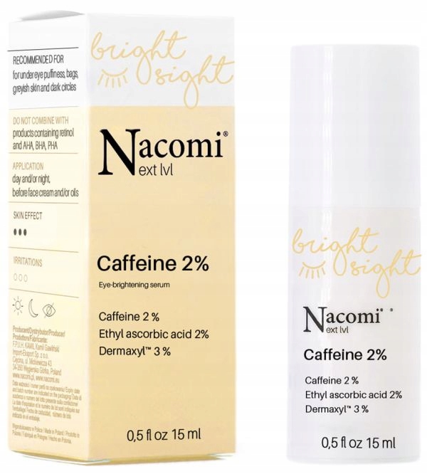 NACOMI NEXT LEVEL ROZŚWIETLAJĄCE SERUM POD OCZY Z KOFEINĄ 2% 15ml
