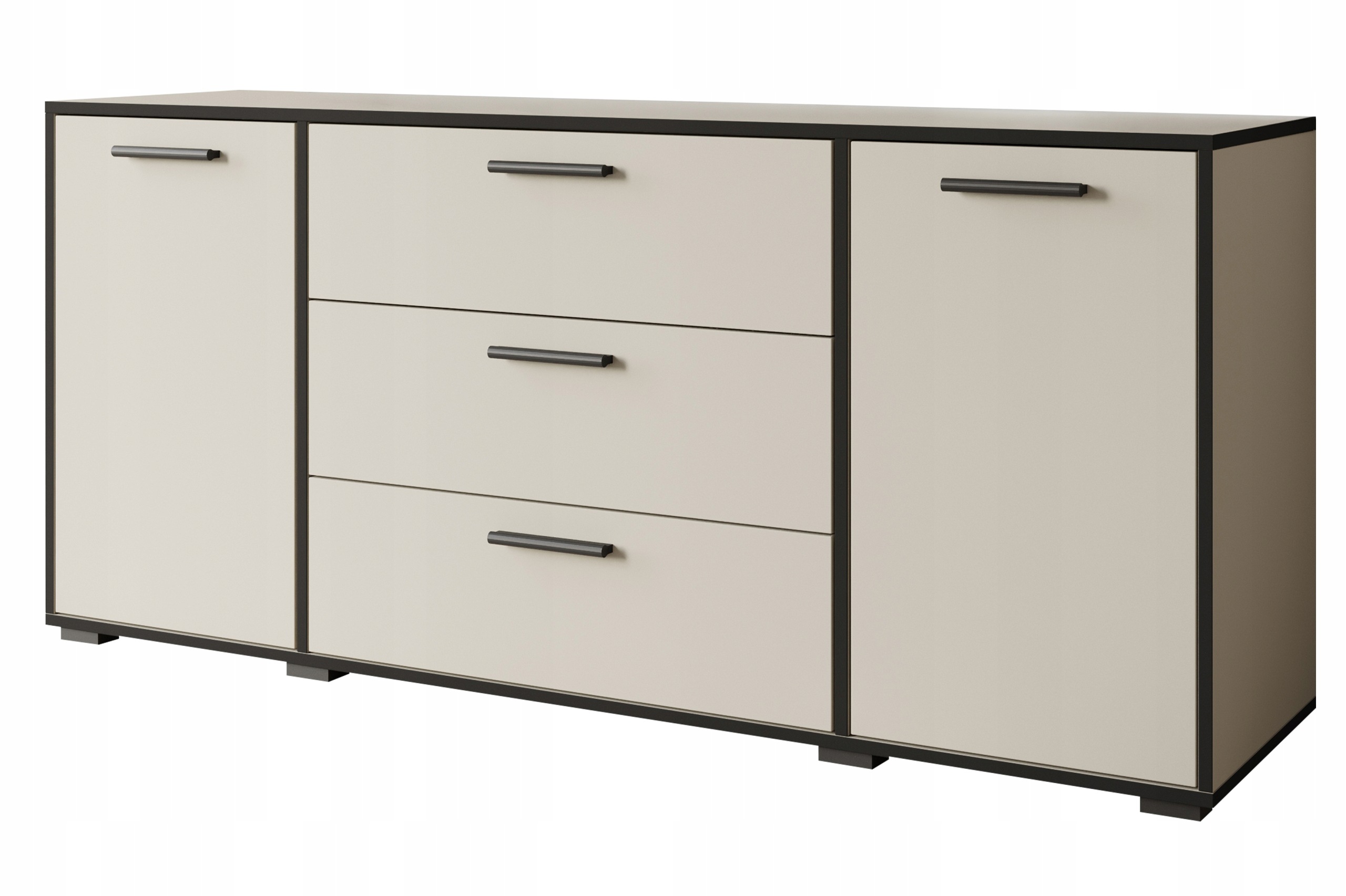 Nowoczesna komoda 150 cm do salonu 3 szuflady i 2 szafki kaszmir