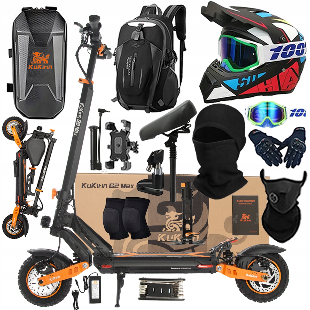 Kukirin G2 Max Składany Pojazd Elektryczny 1200W 48V 20Ah 55KM/H PL+Prezent