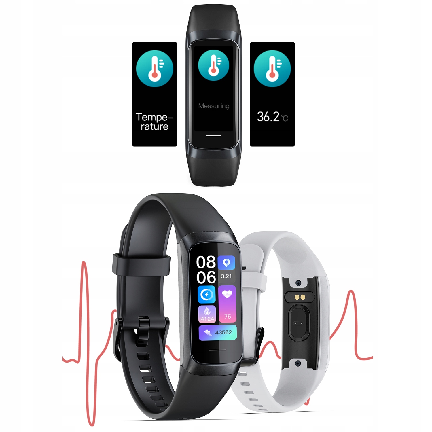 SMARTWATCH AMOLED SMARTBAND PULS SPORT DAMSKI FIT Materiał paska guma