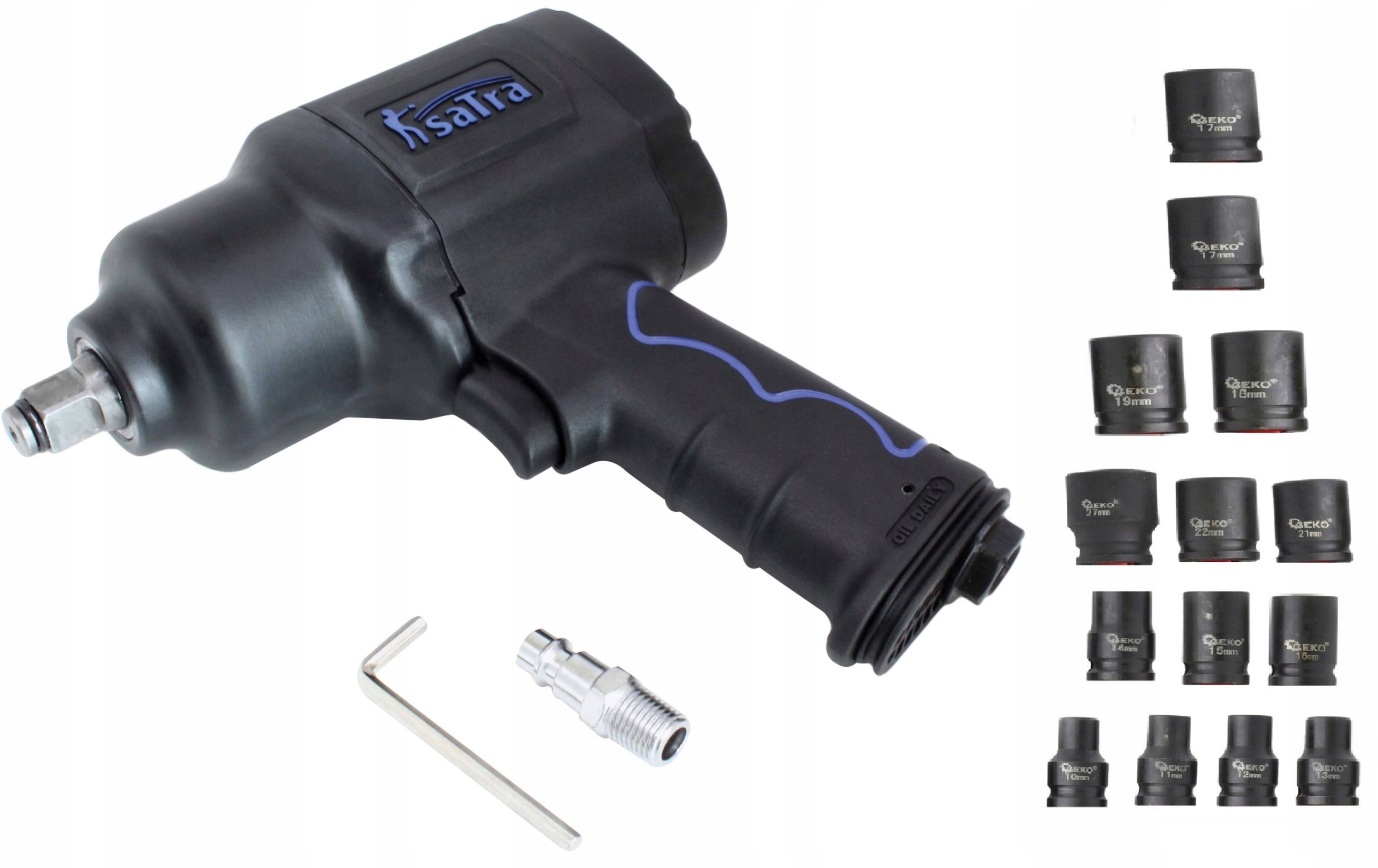 УДАРНИЙ ПНЕВМАТИЧНИЙ ГАЙКОВЕРТ 1/2 SATRA + КОВПАЧКИ