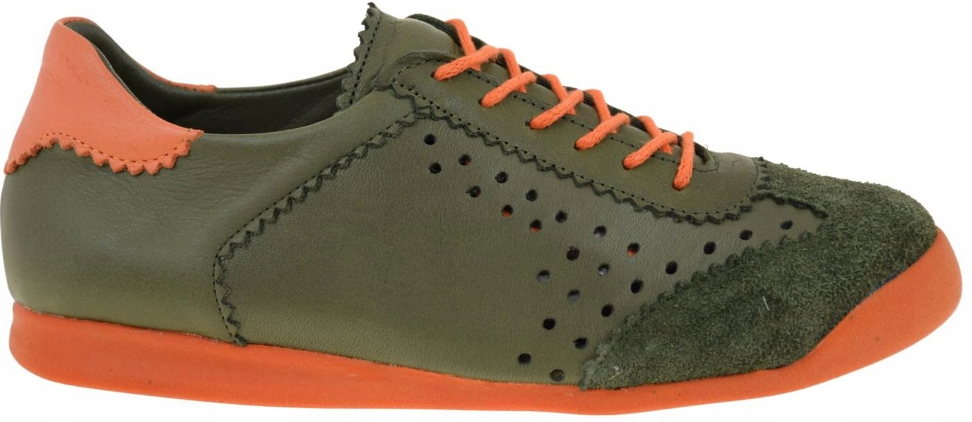 Dámské kožené polobotky tenisky olivové lehké módní Ravini 1608 VEL.39