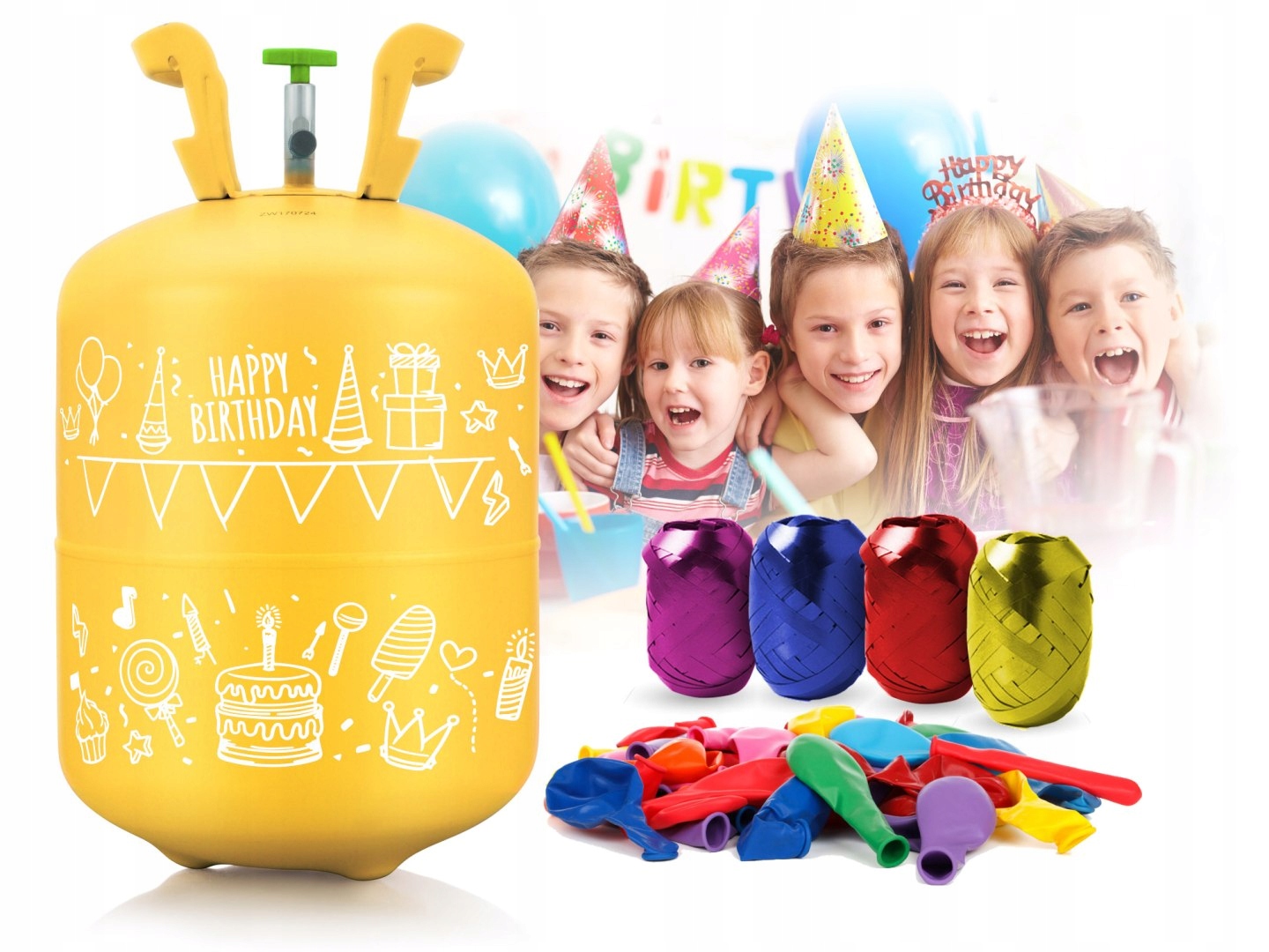 Zestaw Imprezowy Butla Z Helem Ricokids 0,20 m³ 30 Balonów Wstążka 40 m