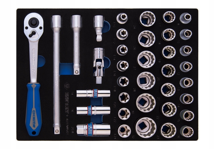 Sada Nástrčiek 1/2" 37ks 12-hran 8-32mm Torx E10-24 King Tony 9-4037MRV01