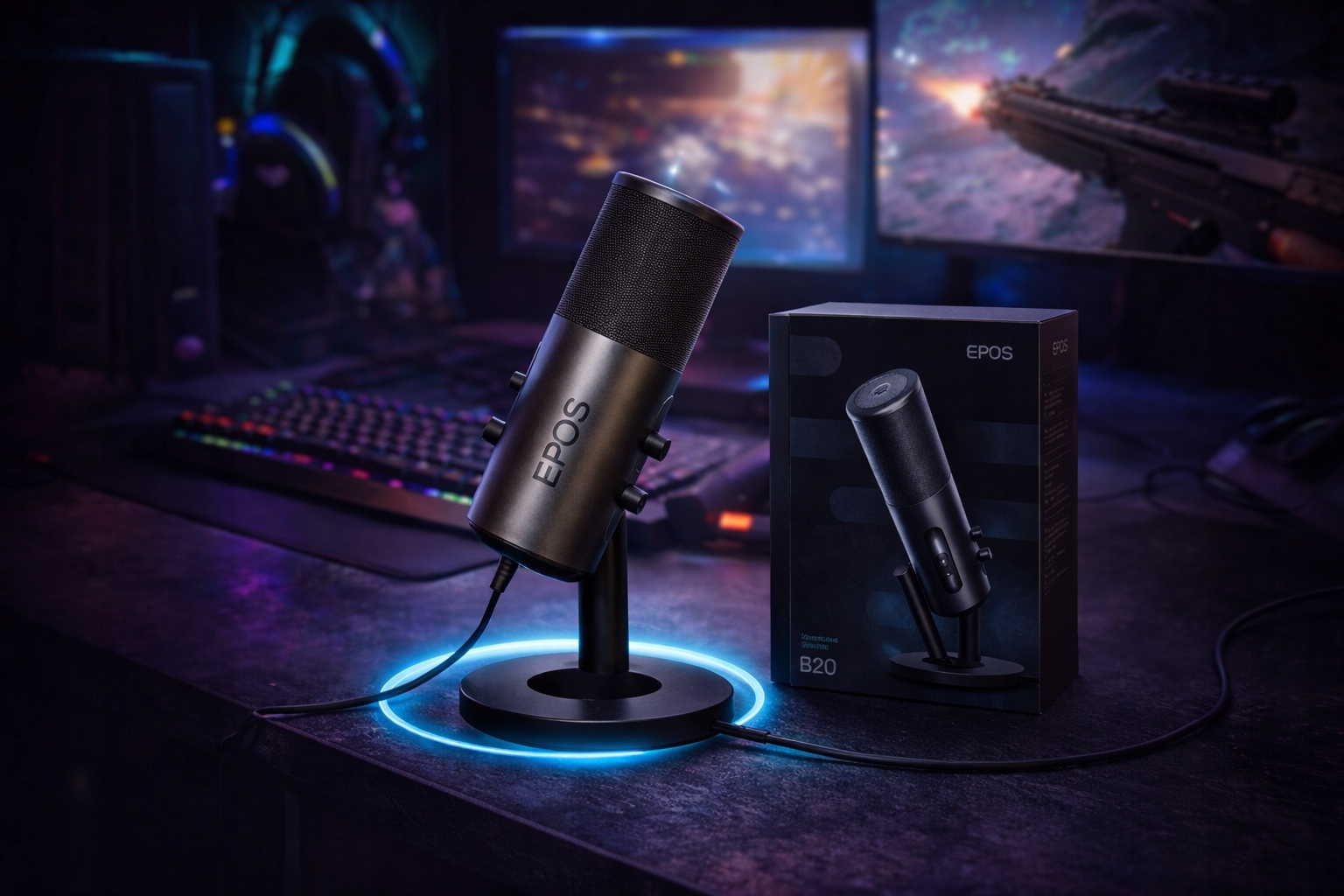 Epos B20 Mikrofon Streamingowy Przewodowy Usb Type-C Szary Podstawka