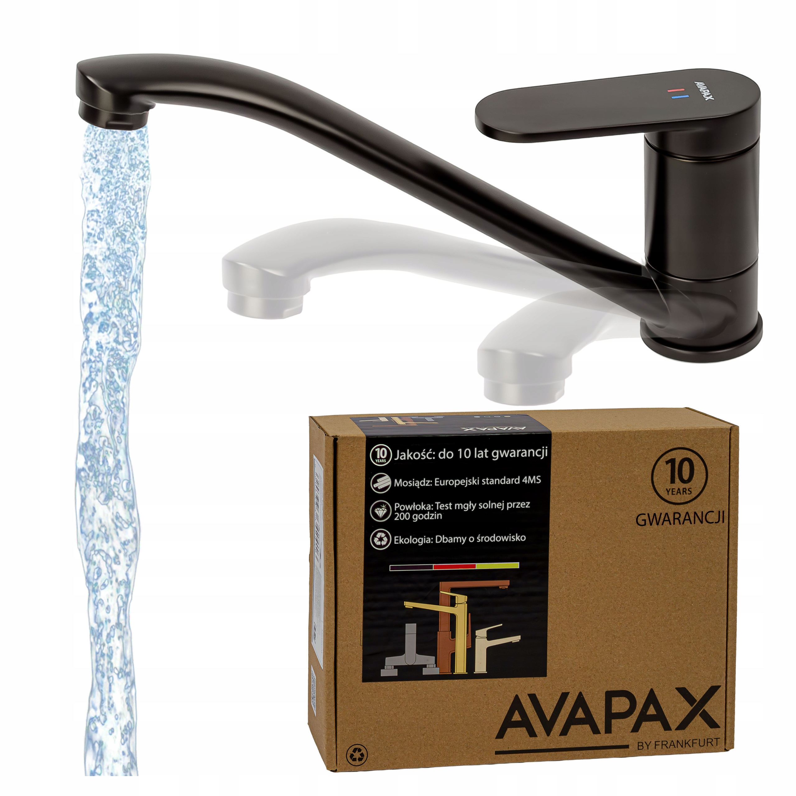 Černá umyvadlová baterie otočná, stojící, kuchyňská baterie nízká, robustní