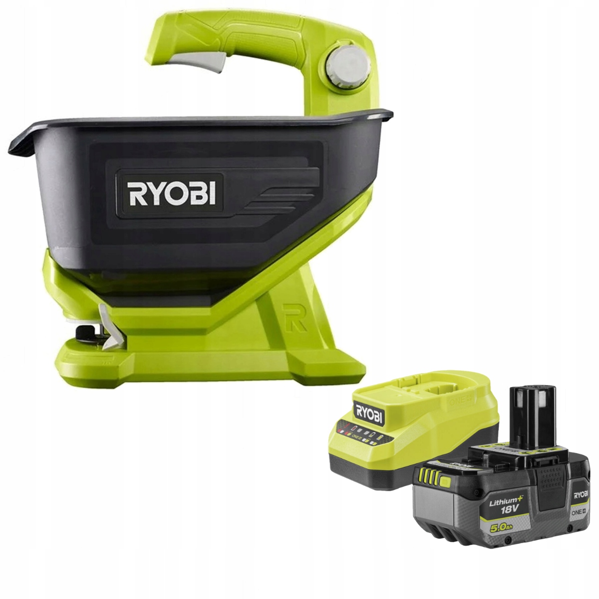 Ryobi Akumulátorový Sejací Stroj Rozsievač 4LITRE OSS1800 Nabíjanie Aku 5Ah
