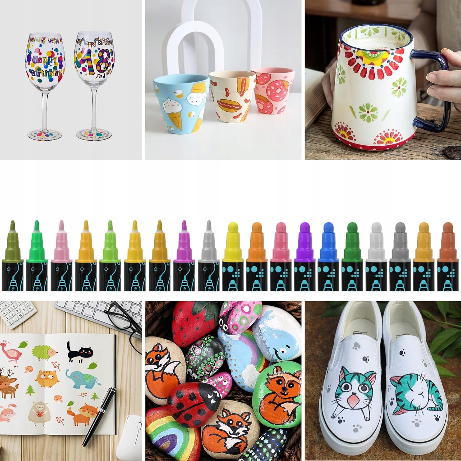 DWUSTRONNE PISAKI MARKERY AKRYLOWE FLAMASTRY MAZAKI ZESTAW 26 SZT 1MM/5MM Rodzaj pisaki