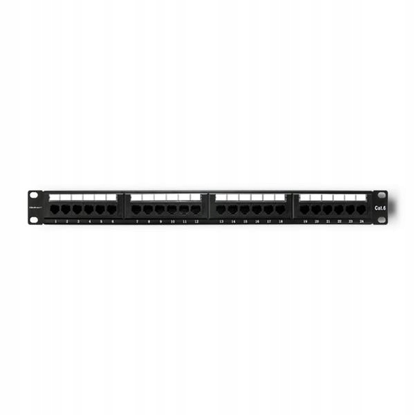Qoltec Patch panel Rack 24 portů kat.6 Utp Černý