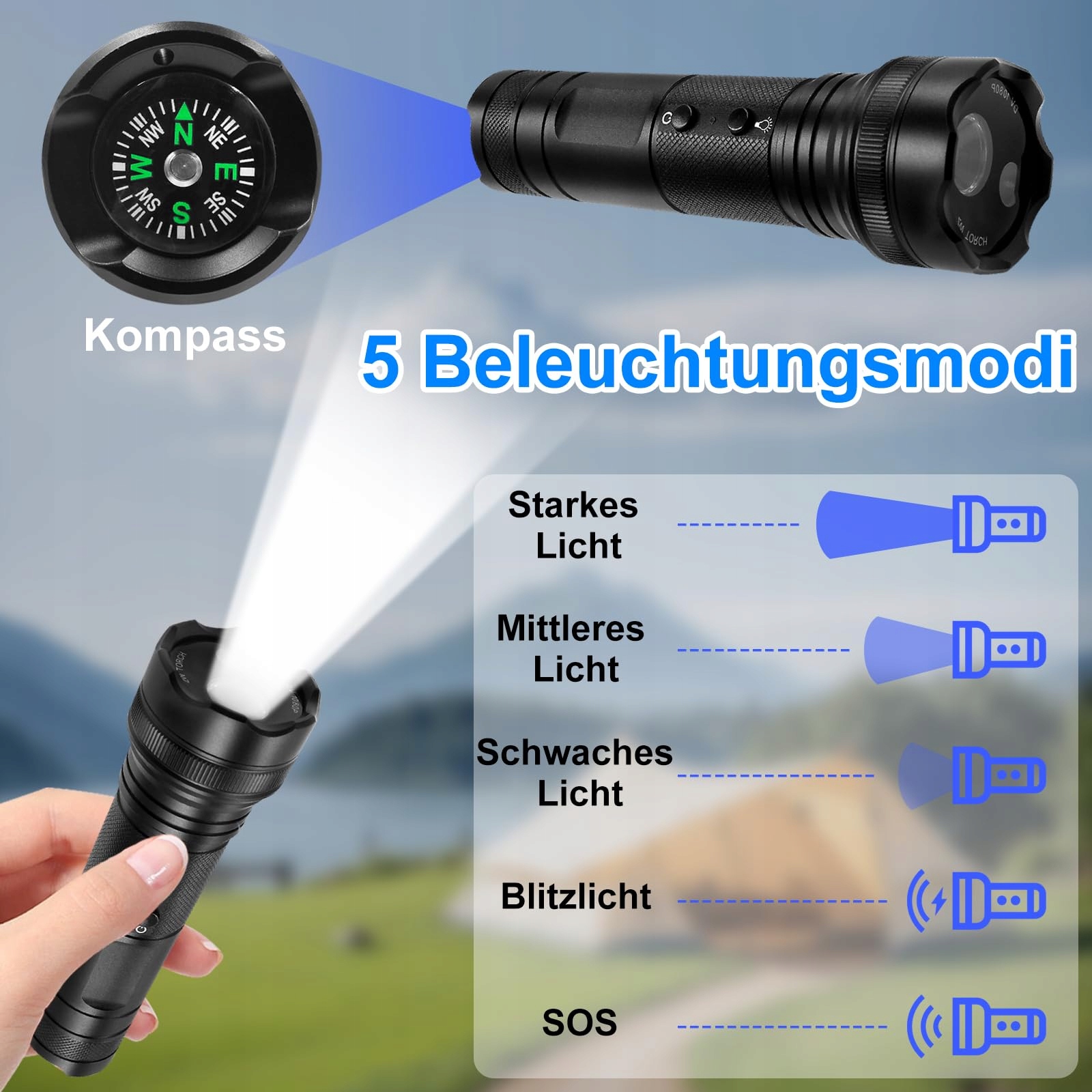 SECURALEN Kamera Sportowa 1080P HD 120° Kąt 5 Trybów Światła 2600mAh — miniatura 4