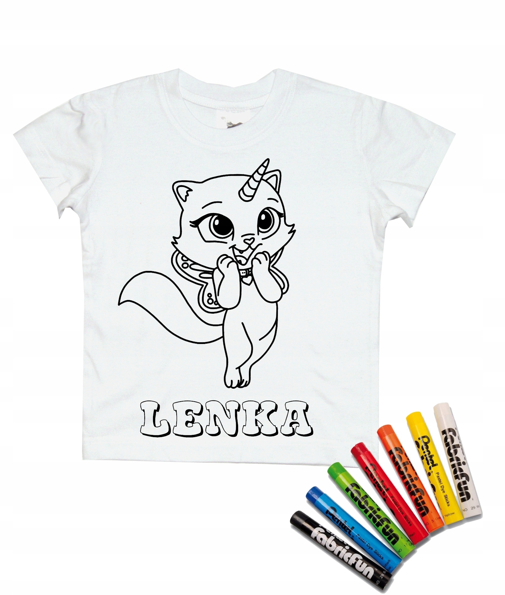 

Koszulka do kolorowania + pastele Kotek 134