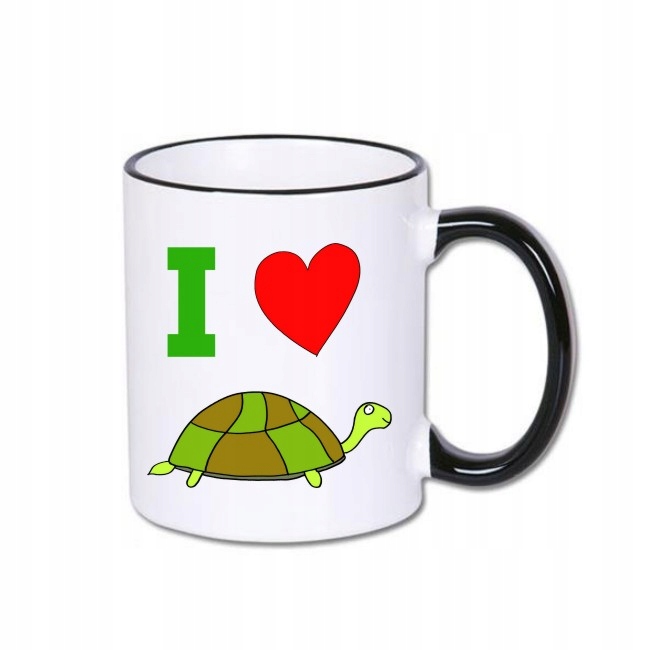 

Kubek czarny rant Żółw żółwie i love turtle