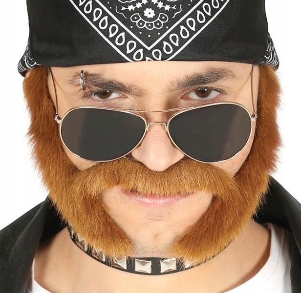 BOKOBRODY Z WĄSEM BRĄZ ŚMIESZNE WĄS BRODA HARLEY