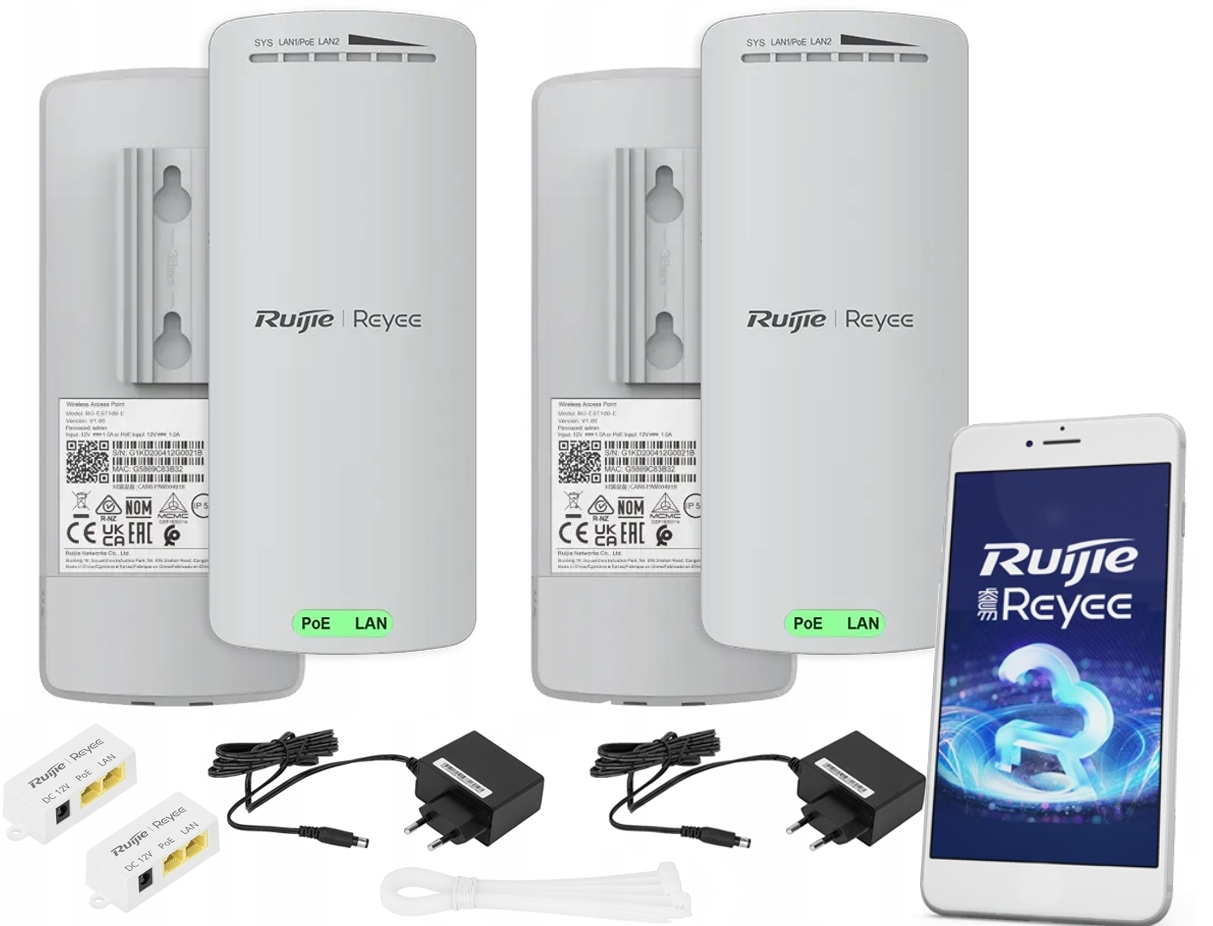 Bridge Síťový Most WiFi Přístupový Bod Externí 2 Antény Wifi Ruijie