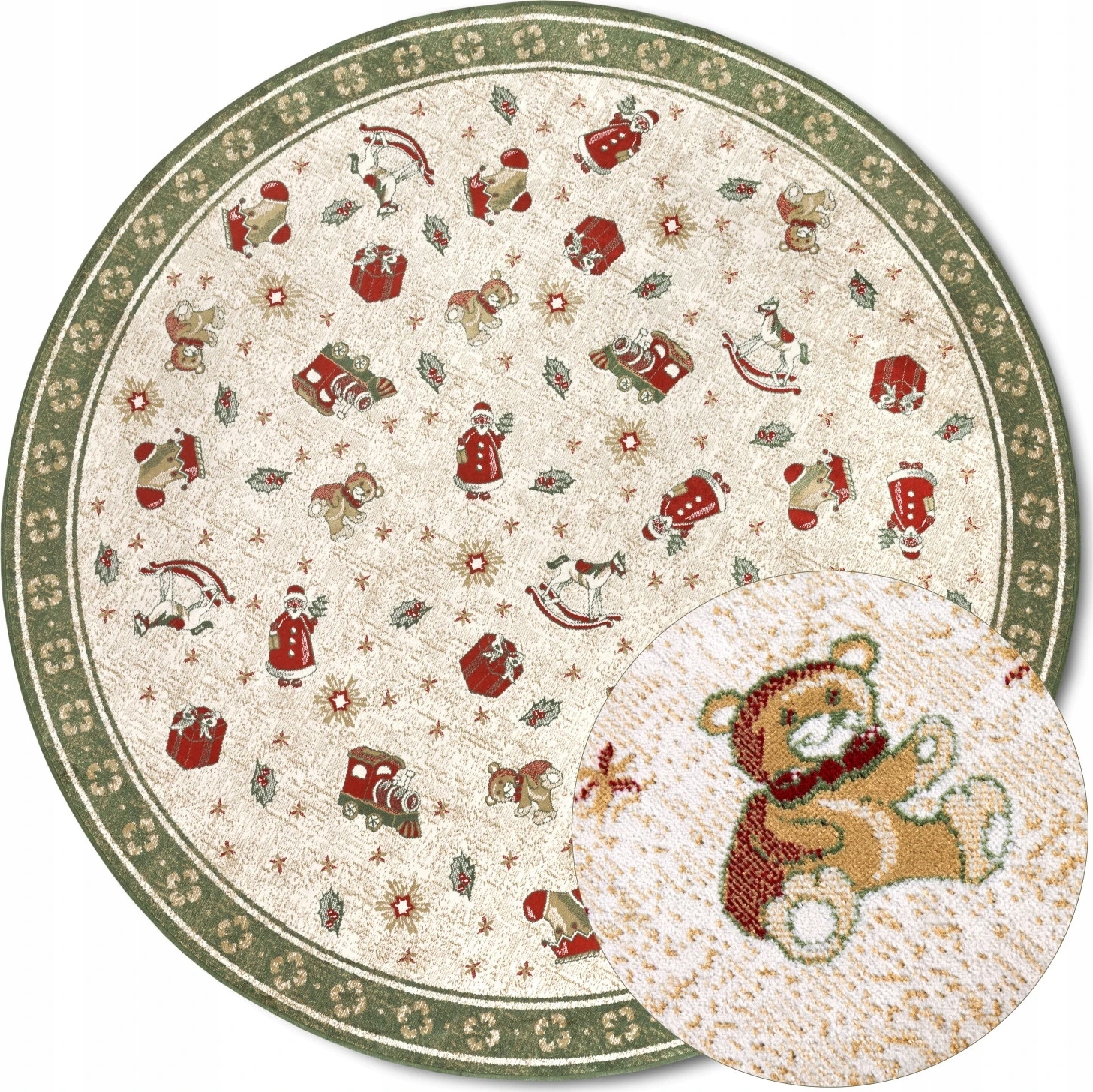 Koberec kulatý 160 cm pod vánoční stromeček, protiskluzový, plochý, tkaný
