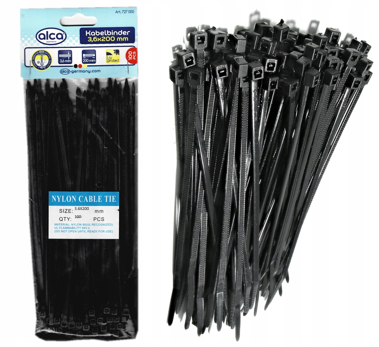 

Opaski Kablowe Trytytki Trytki 100 szt 3,6x200mm