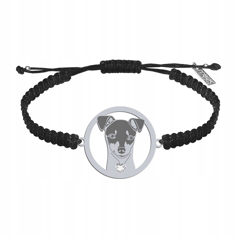 Stříbrný náramek se psem Japonský teriér 925 Šperky Makramé Gravírování