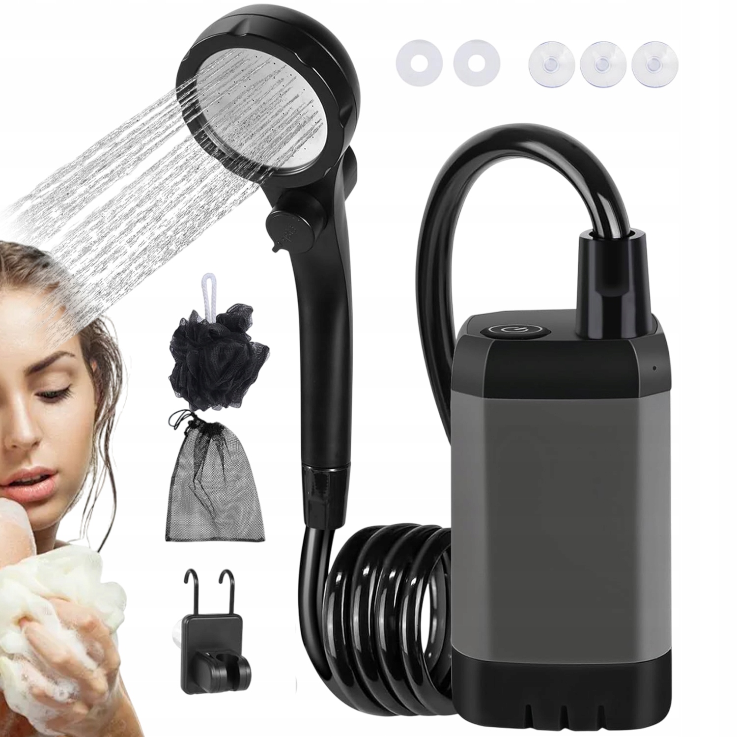 Zestaw LCD Przenośny Prysznicowy Kempingowy Na Zewnątrz Z Pompą 6000MAH