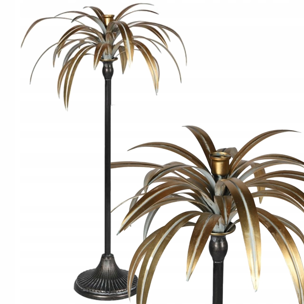 Velký Svícen Kandelabr Zlatý Palma 71 cm