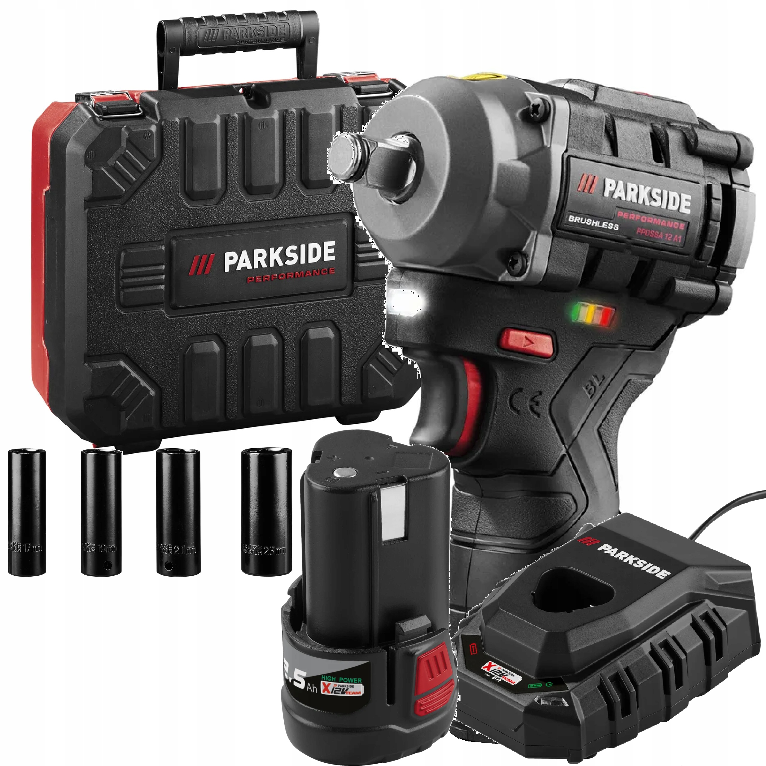 Akumulátorový kľúč Parkside akumulátor 2,5A 12V kľúč Ppdssa 350 Nm Nástavce