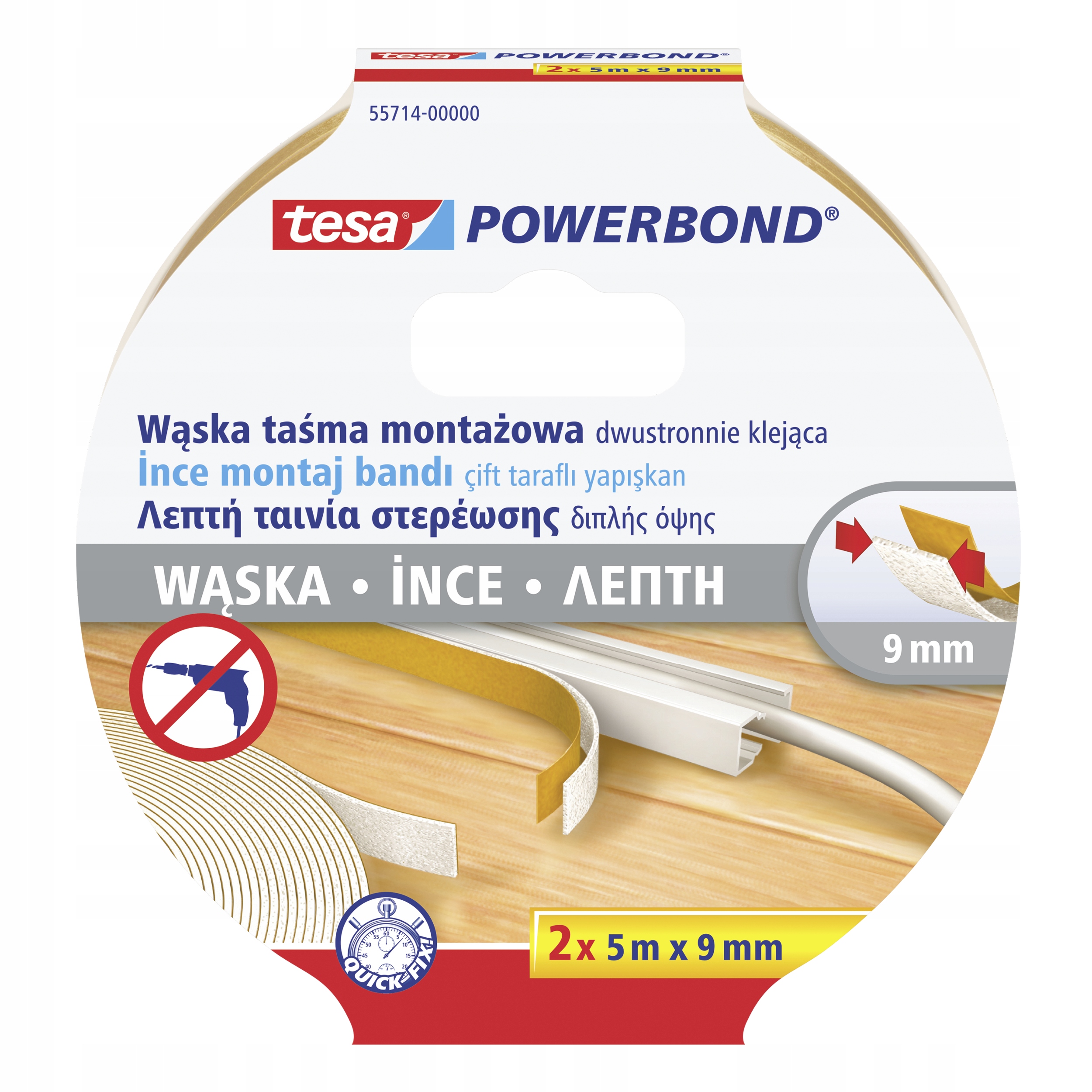 

Tesa 55714 Taśma Montażowa Wąska, listy Led 9mm/5m