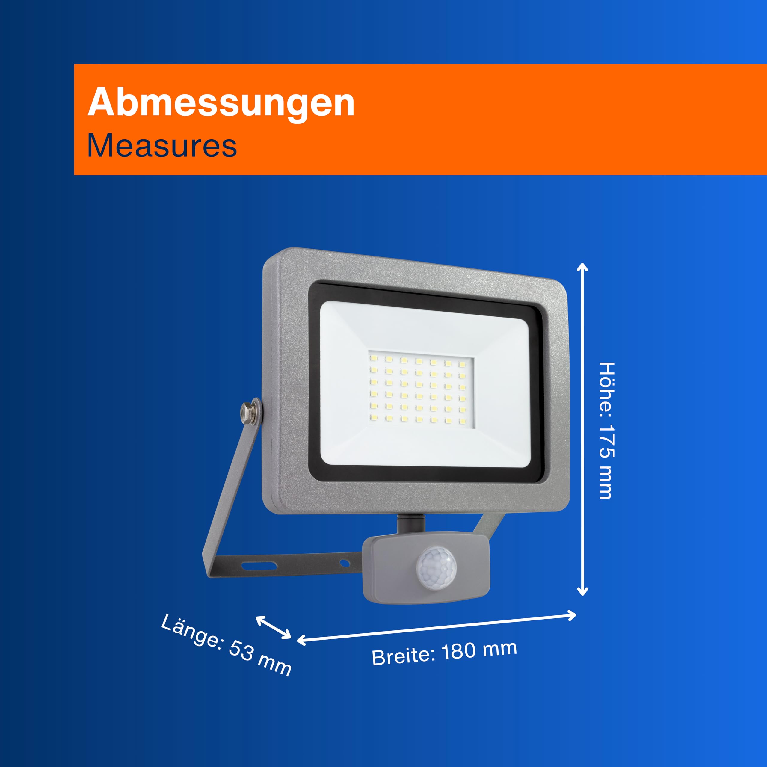Lampa Zewnętrzna Ścienna LED Czujnik Ruchu 30W 2550lm IP44 Srebrna REV — miniatura 6