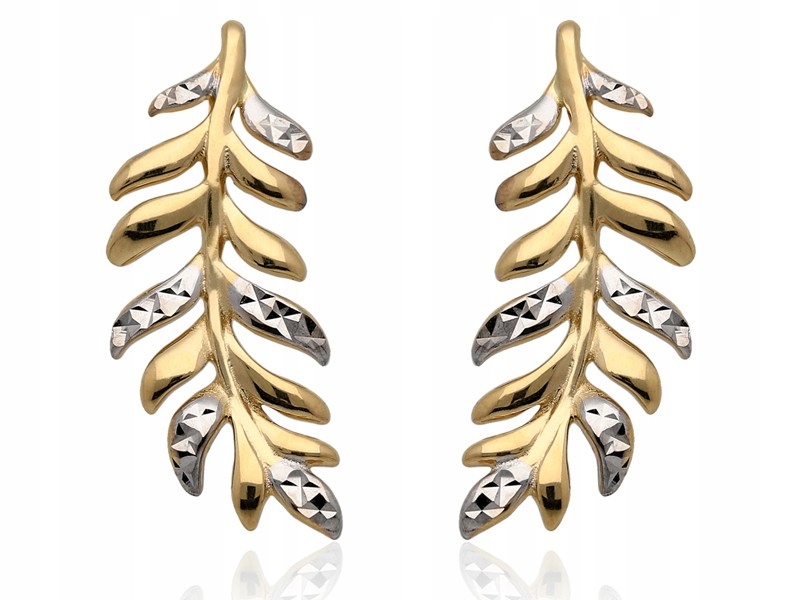 

Złote Kolczyki Liść Paproci Sztyft ZŁOTO585