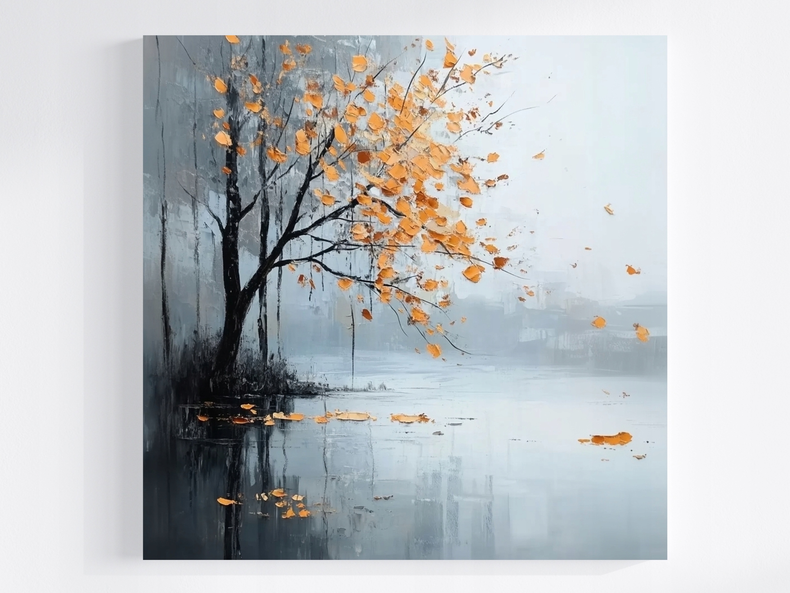 Obraz Na Plátně Canvas Krajina Příroda Imprese Podzim Strom Déšť 80x80