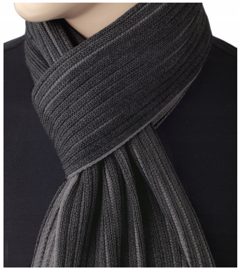 

Dwustronny Szalik Szal 190x30 Męski Grafitowy f41