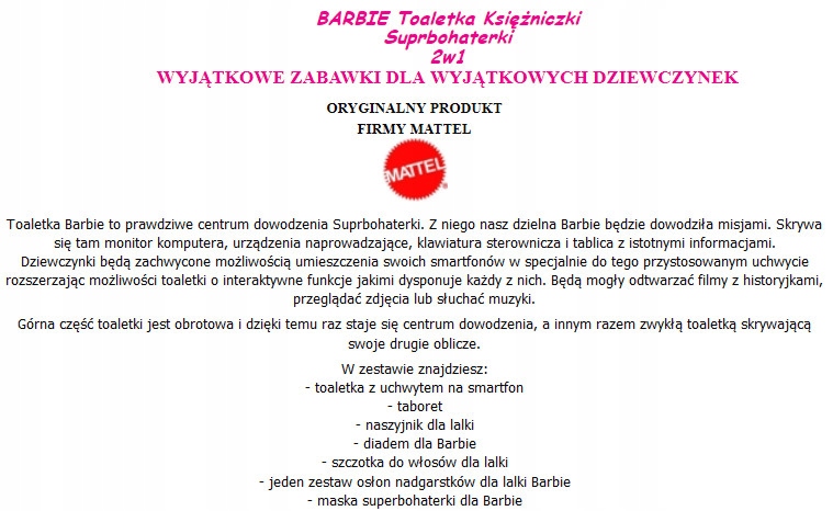 Barbie MATTEL Super Księżniczki 2w1 Bohater Barbie