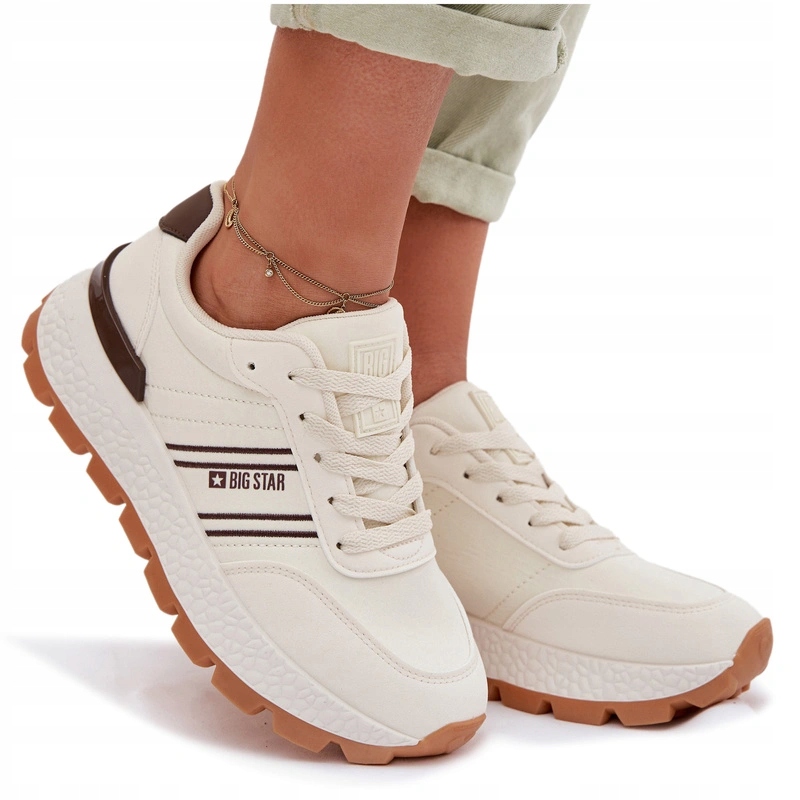 Dámské Tenisky Na Platformě, Vložka Hi-poly, Pohodlný Systém, Béžové, Velikost 37