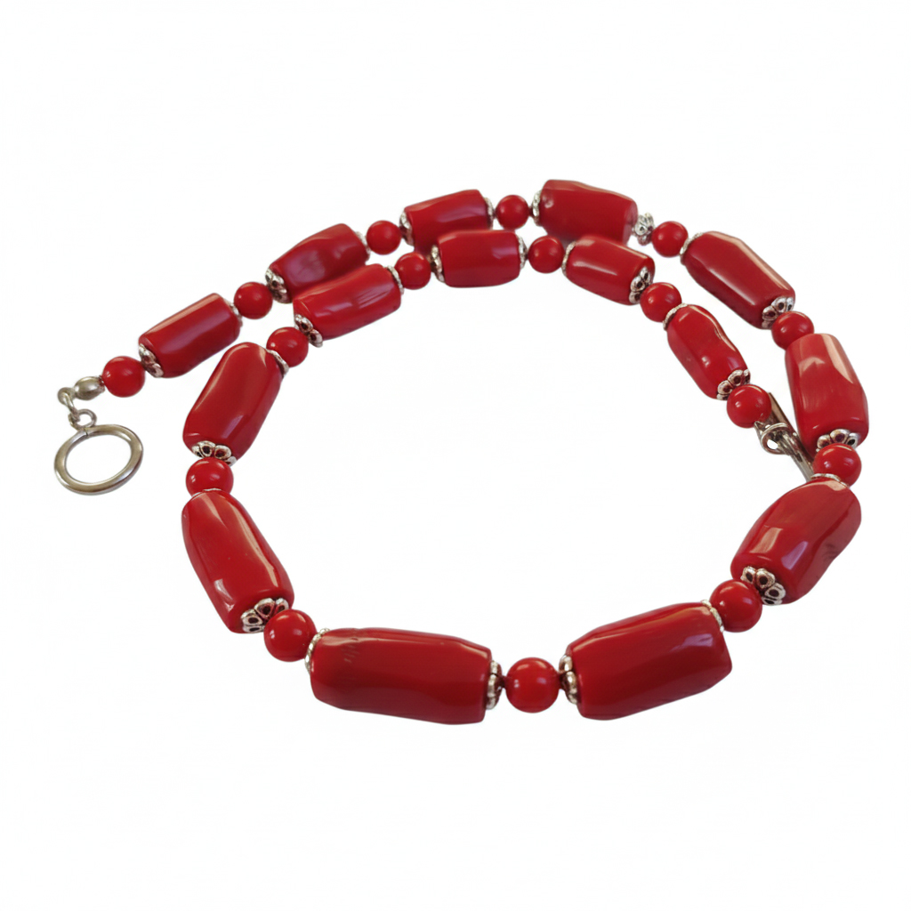Velký náhrdelník z korálů Pravé červené korály Kolie Dárek pro manželku