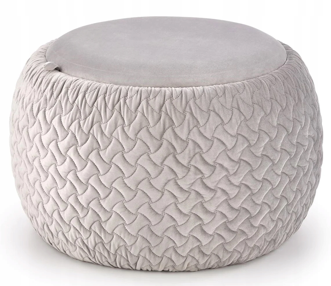 Okrągła Szara Pufa ze Schowkiem Stolik Kawowy BONO Szerokość mebla 54 cm