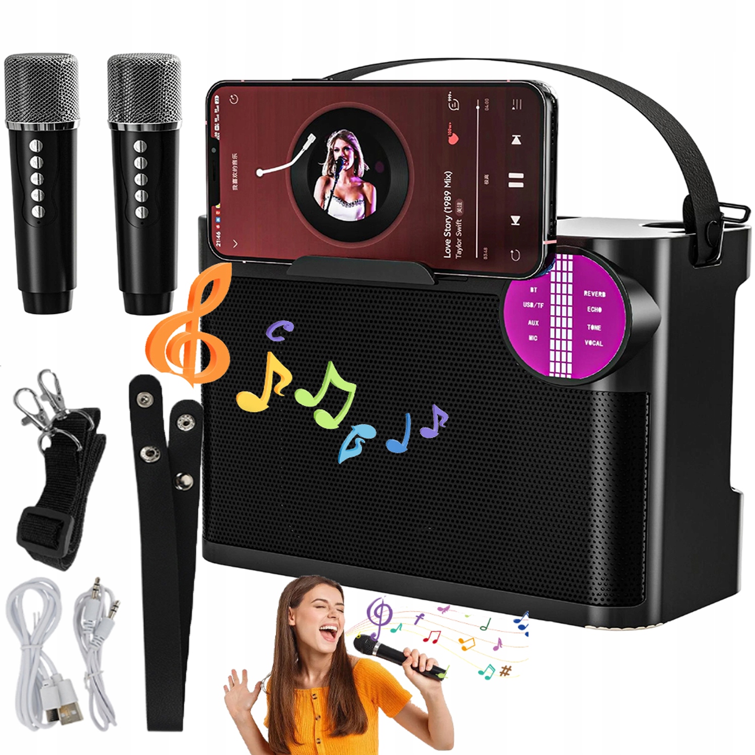 2x Bezdrátový Mikrofon Karaoke Set Pro Děti S Bluetooth Reproduktorem
