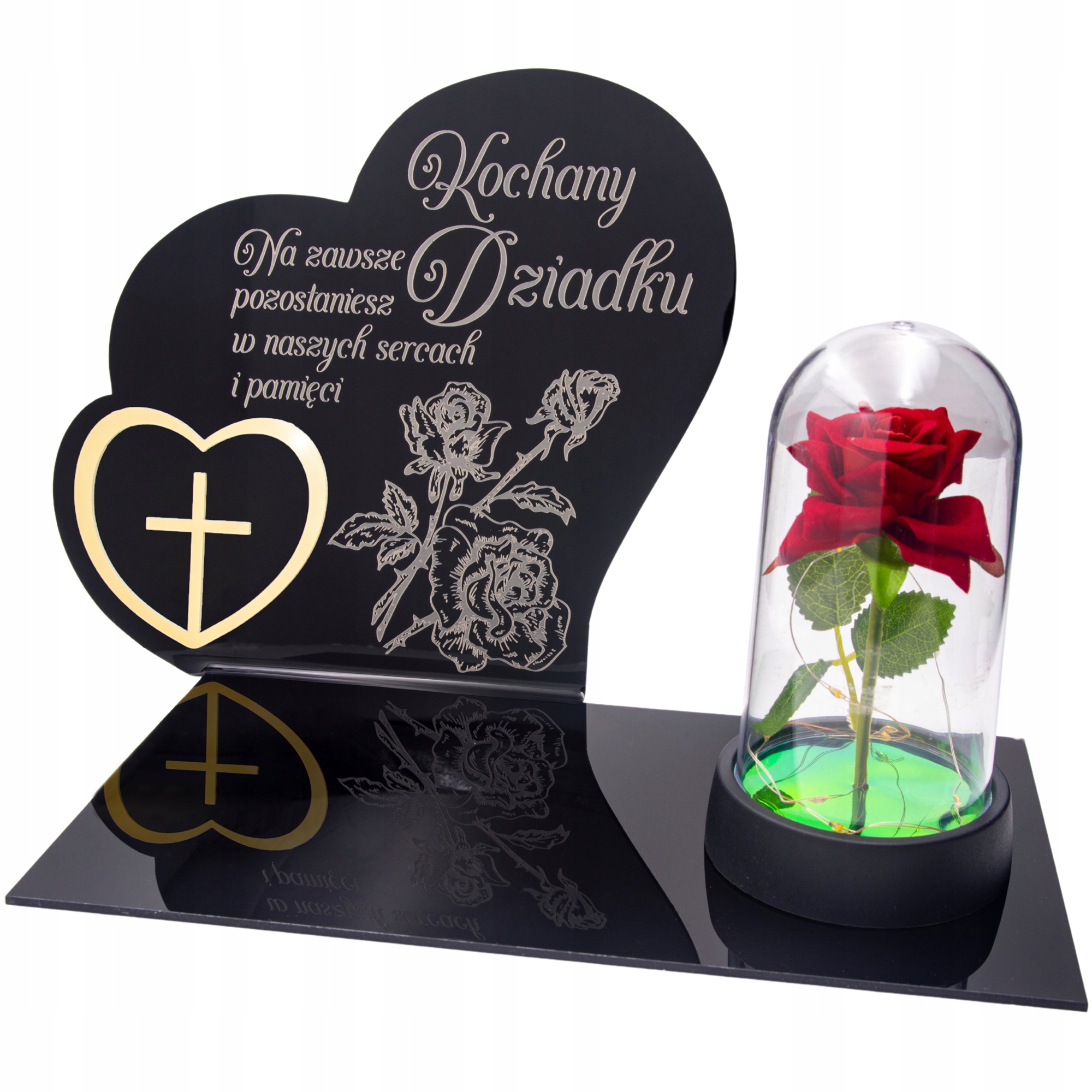 Dekorace na hrob S Gravírováním Hřbitovní Svíčka podstavec na hřbitov Růže Pro Dědečka