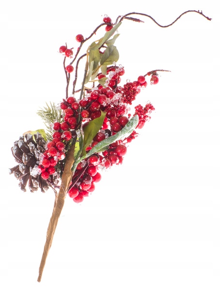 

Gałązka czerwone kulki, szyszka oszroniona 34cm