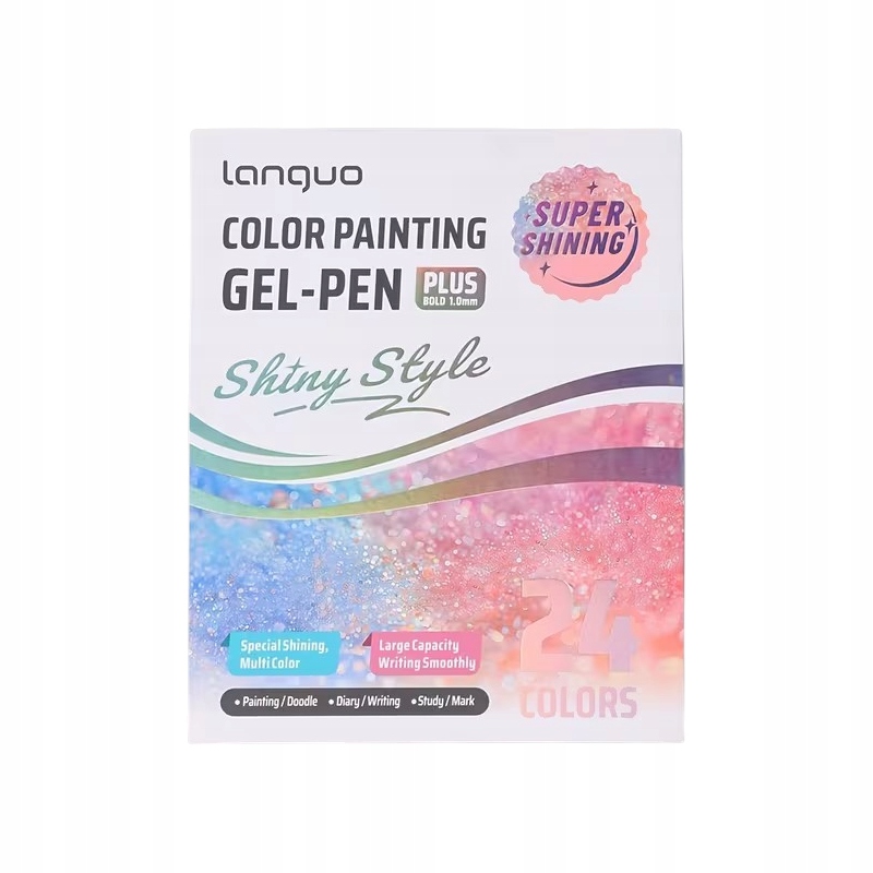 Długopisy Żelowe Languo Shiny Style – 1.0mm 24 szt. z Brokatem