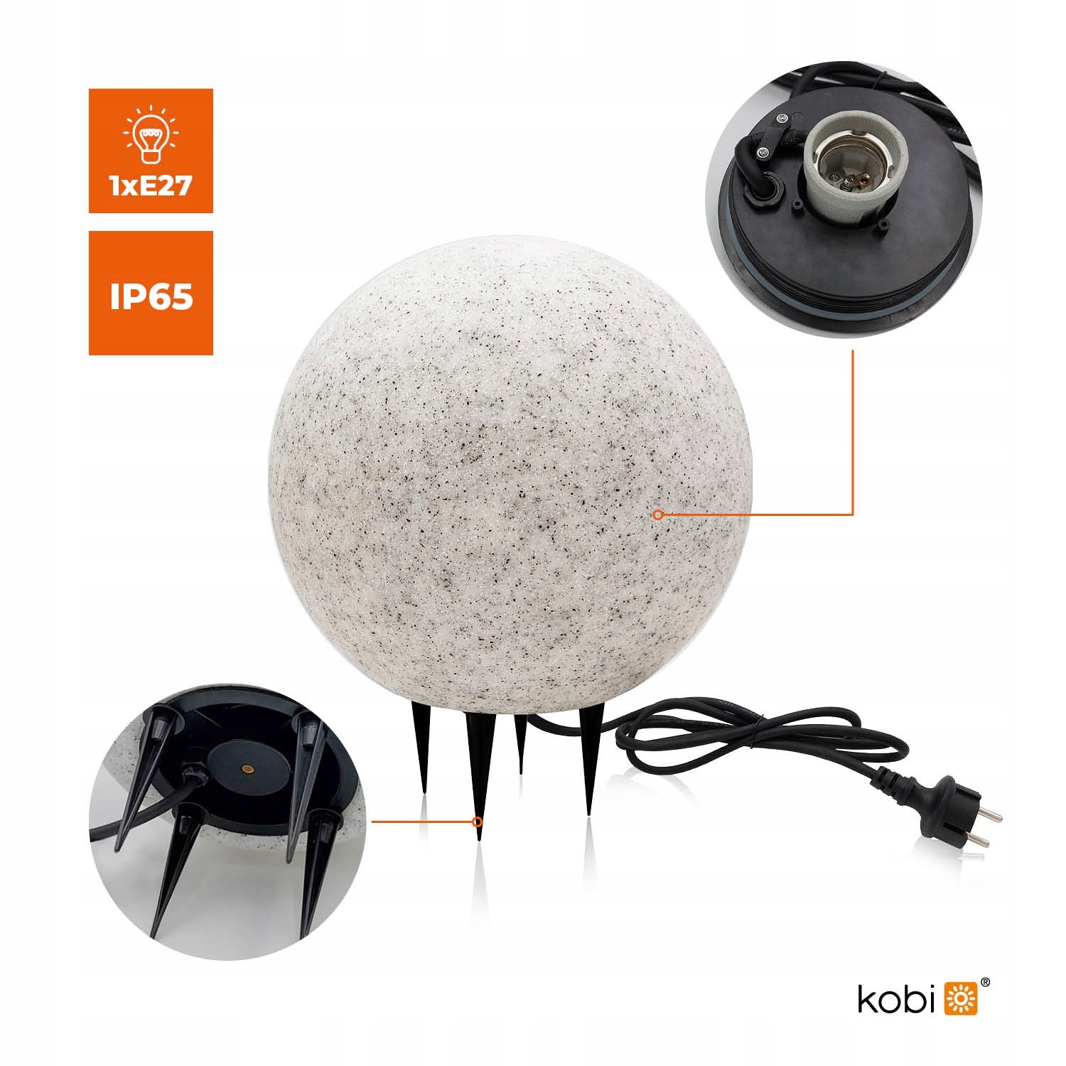 Kula Ogrodowa Lampa Do Ogrodu Kamień E27 Garden Ball S Kobi 25cm